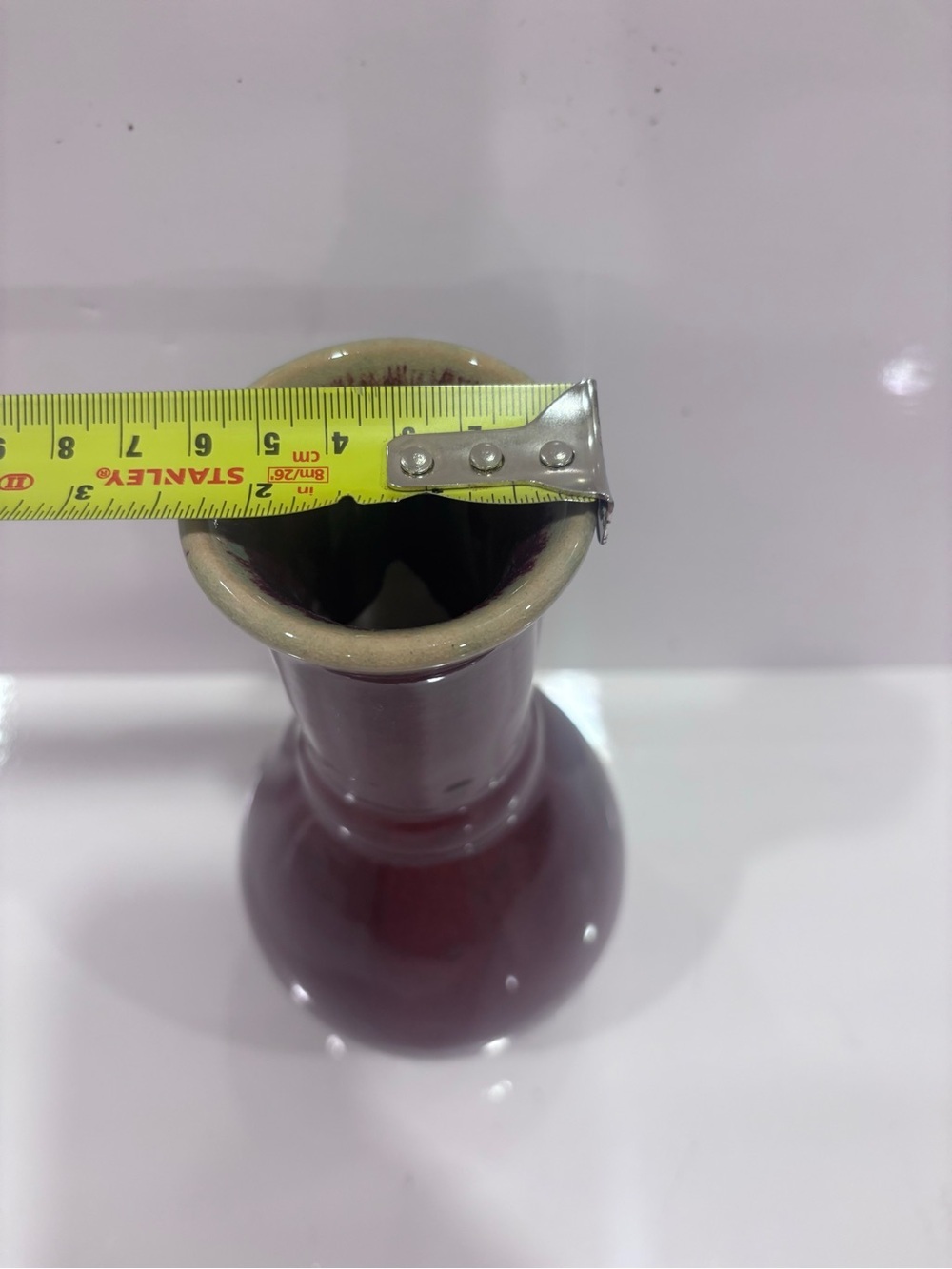 Bombay Company Burgundy Drip Glaze Ceramic Bud Vase – 8.5” Tall - Picture 6 of 6